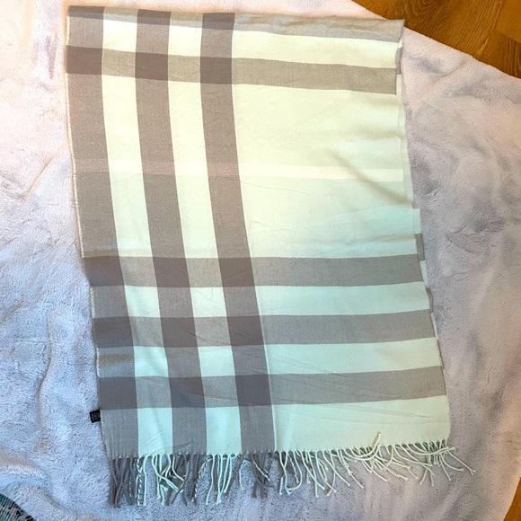 Grey and turquoise scarf - Picture 2 of 4